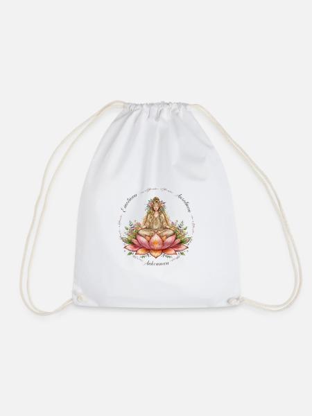 Einatmen Ausatmen Ankommen - Yoga Frau Boho Motiv - Turnbeutel - Weiß
