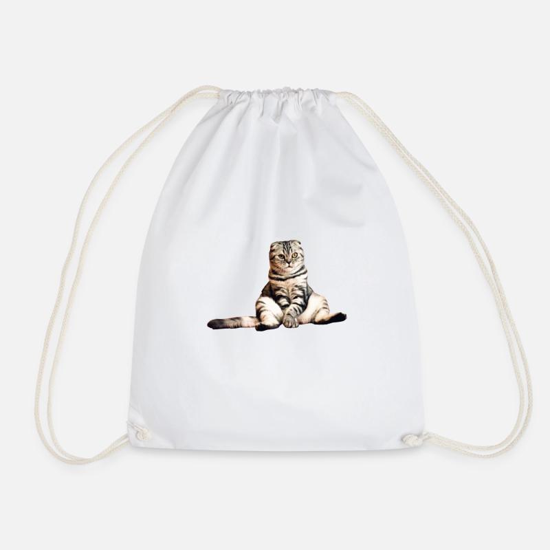 Scottish Fold Cat StickerSweet - Drawstring Bag - white