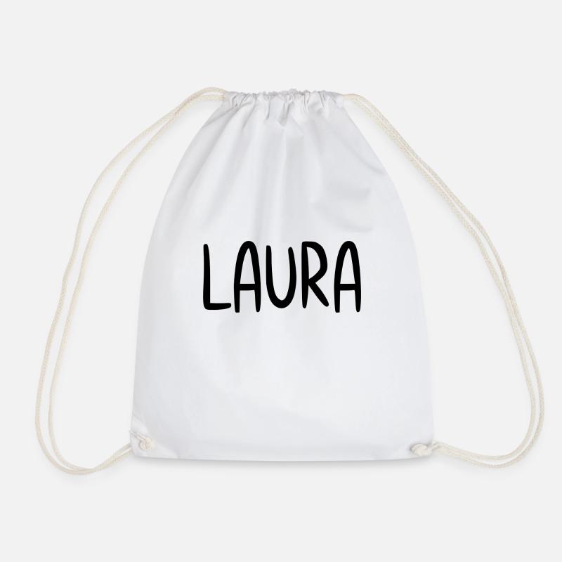 Laura Custom Name Schriftart Text Geburtstag - Turnbeutel - Weiß