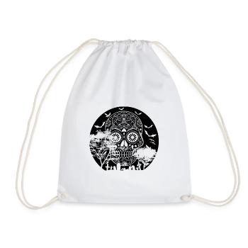 Happy Halloween Sugar Skull Graveyard Full Moon 3 - Drawstring Bag - white - Front