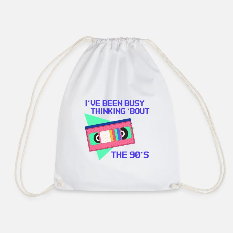 I've Been Busy Thinking 'Bout...The 90's - Drawstring Bag - white