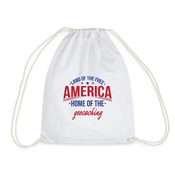America free country, home of geocaching USA - Drawstring Bag - white - Front