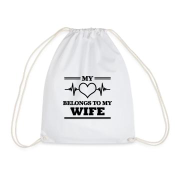 My heart belongs to my wife - Drawstring Bag - white - Front