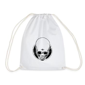 Top vintage skull - diving skull - Drawstring Bag - white - Front