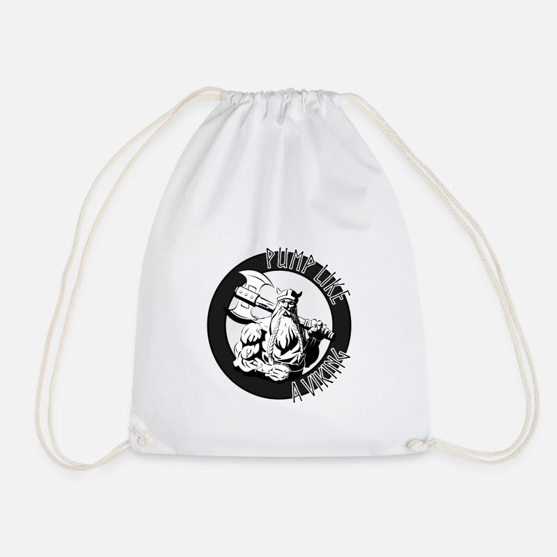 Viking bodybuilding - Drawstring Bag - white