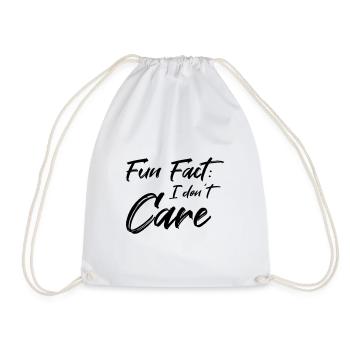 Fun Fact: I don't care - Drawstring Bag - white - Front