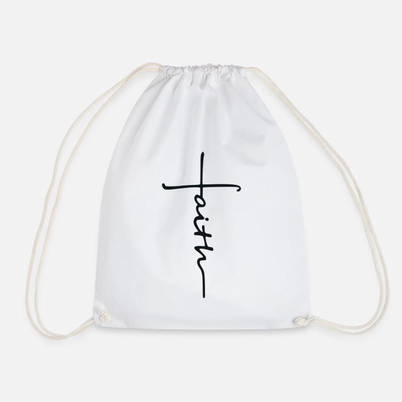 Faith - Drawstring Bag - white