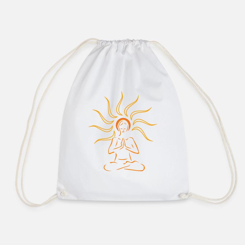 Mediatation Sun - Drawstring Bag - white