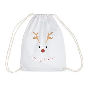 Christmas - Merry Christmas - Roe deer - Drawstring Bag - white - Front