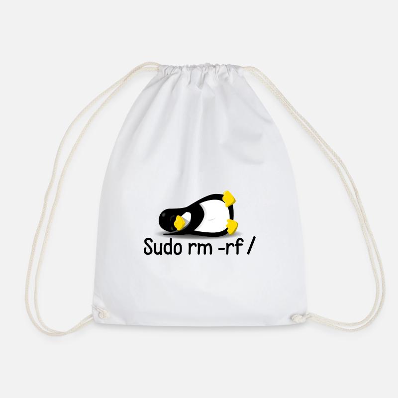 Sudo rm -rf / Programmierer Tux Spruch Geburtstag - Turnbeutel - Weiß