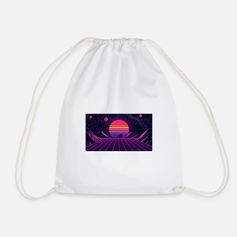 moon - Drawstring Bag - white