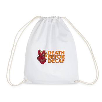 Death before Decaf: Flames Skull - Drawstring Bag - white - Front
