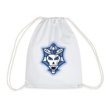 Halloween Blue and White Monster Shield - Drawstring Bag - white - Front