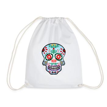 Catrina skull blue - Drawstring Bag - white - Front