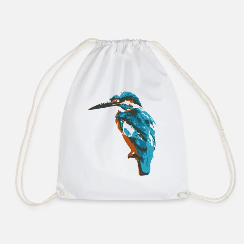 kingfisher - Drawstring Bag - white