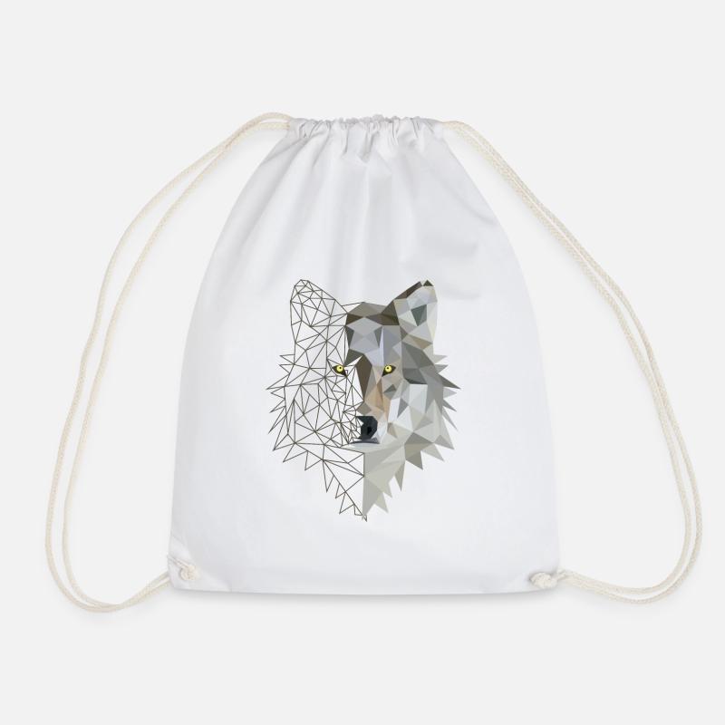 Wolf Low Poly - Sac de sport léger - blanc