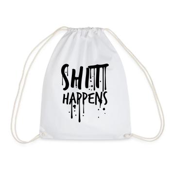 drop graffiti color klex spray shit happens des - Drawstring Bag - white - Front