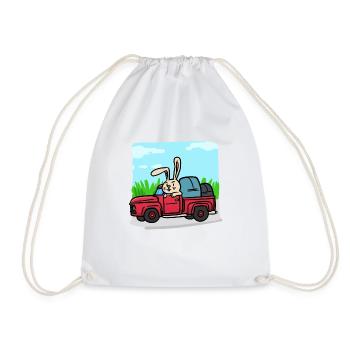 Bunny avec la voiture pendant le voyage - Sac de sport léger - blanc - Devant