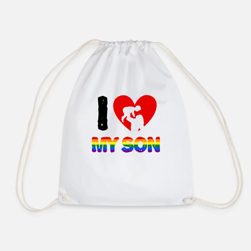 I Love My Son Mother and Son - Drawstring Bag - white