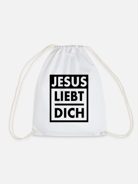 Jesus - Jesus Christus - Gott - Jesus Liebt Dich - Turnbeutel - Weiß