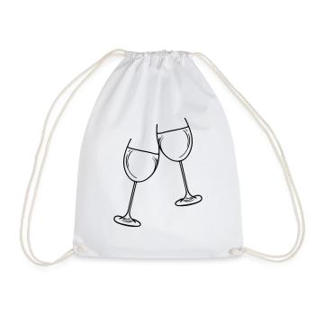 sekt wein glas - Turnbeutel - Weiß - Vorne