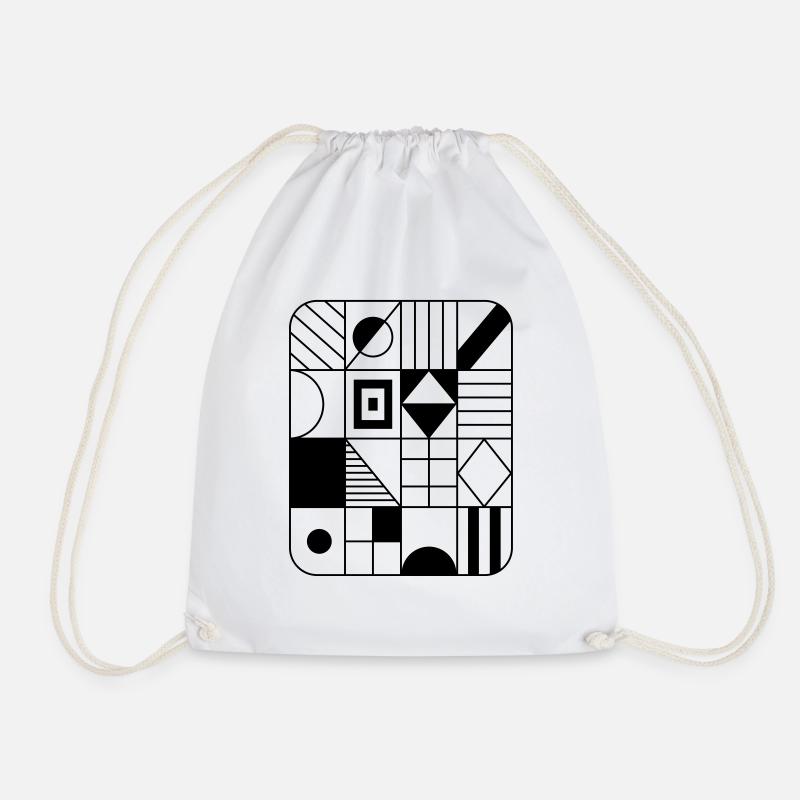 Abstract graphic pattern in raster / pattern - Drawstring Bag - white