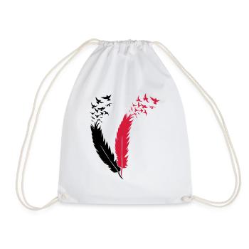 feather fly birds - Drawstring Bag - white - Front