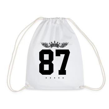 87 Number crown - Drawstring Bag - white - Front