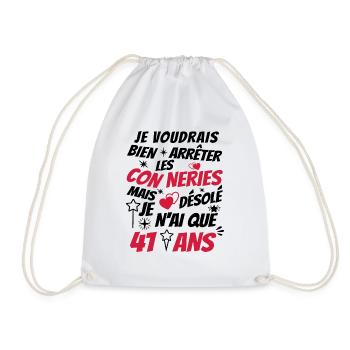 connerie 41 ans / cadeau anniversaire 41 ans - Sac de sport léger - blanc - Devant