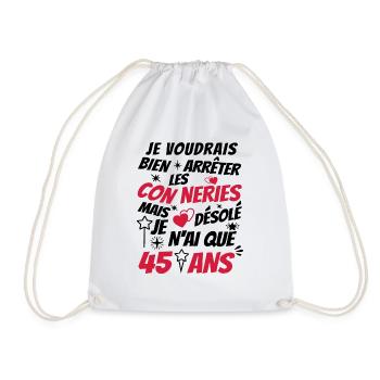 conneries 45 ans / cadeau anniversaire 45 ans - Sac de sport léger - blanc - Devant