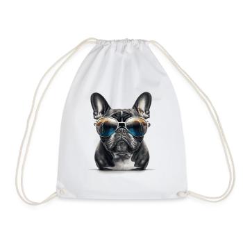 bouledogue avec lunettes de soleil humour - Sac de sport léger - blanc - Devant