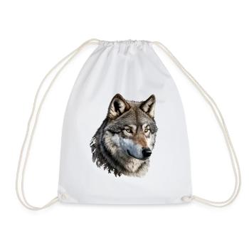 The Wolf - Drawstring Bag - white - Front