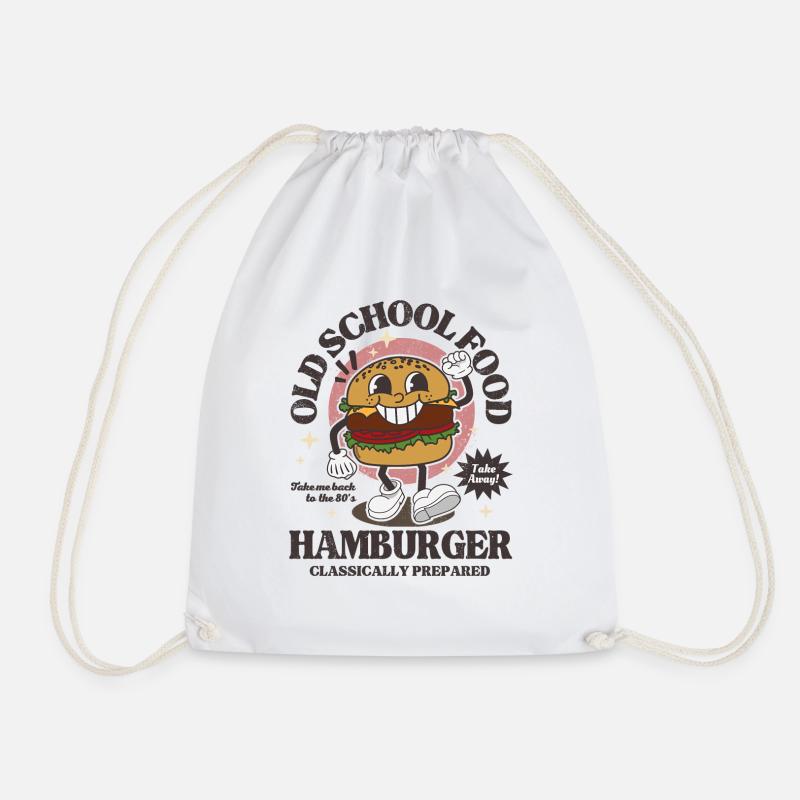 Old School Food Retro Burger - Drawstring Bag - white