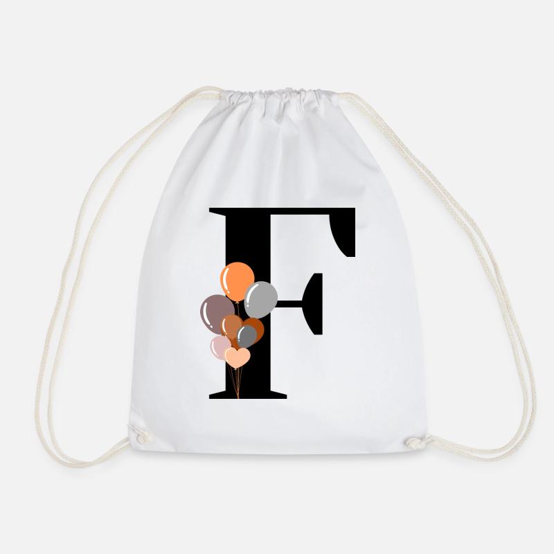 Letter f birthday balloon - Drawstring Bag - white