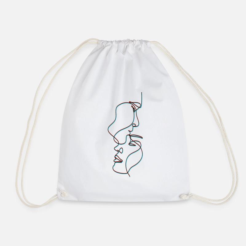 Lovers One Line Love - Drawstring Bag - white