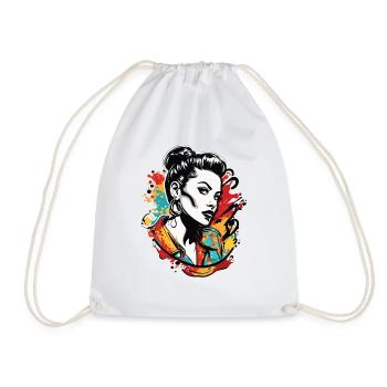 Rockabilly / Pin-up Girl / Frauenpower / 50er - Turnbeutel - Weiß - Vorne