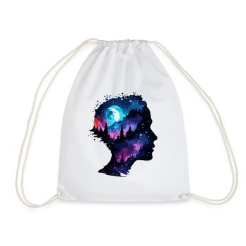 Silhouette / Forest / Portrait / Trees / Person - Drawstring Bag - white - Front