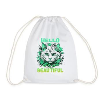 Cat Beautiful Stylish Women Colorful Art Art - Drawstring Bag - white - Front