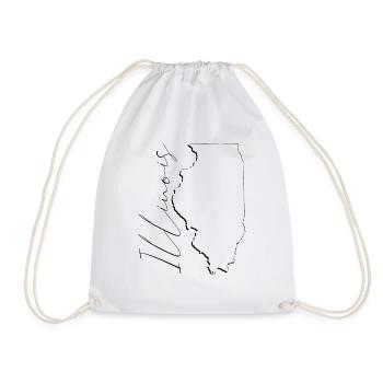 Illinois (United States) | Map | Shadow Script - Drawstring Bag - white - Front