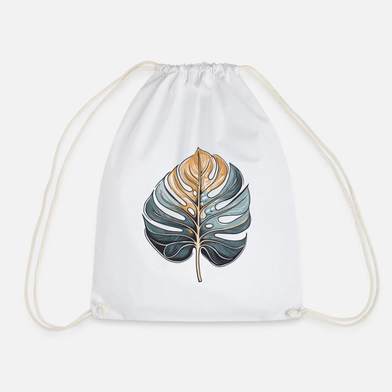 Monstera Deliciosa - Drawstring Bag - white