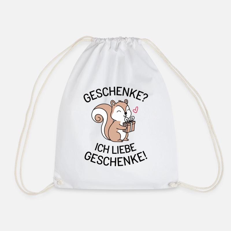 Niedliches Eichhörnchen liebt Geschenke Kinder Fun - Turnbeutel - Weiß
