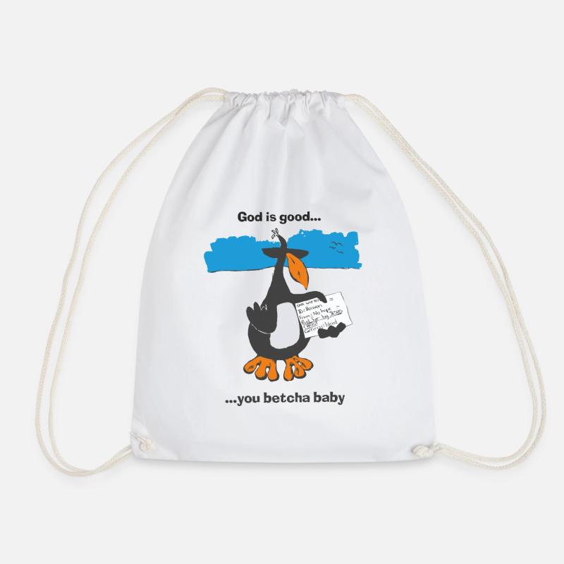 God is good... you betcha baby - Drawstring Bag - white