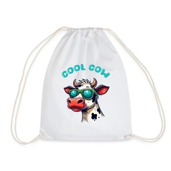 cow sunglasses cow - Drawstring Bag - white - Front