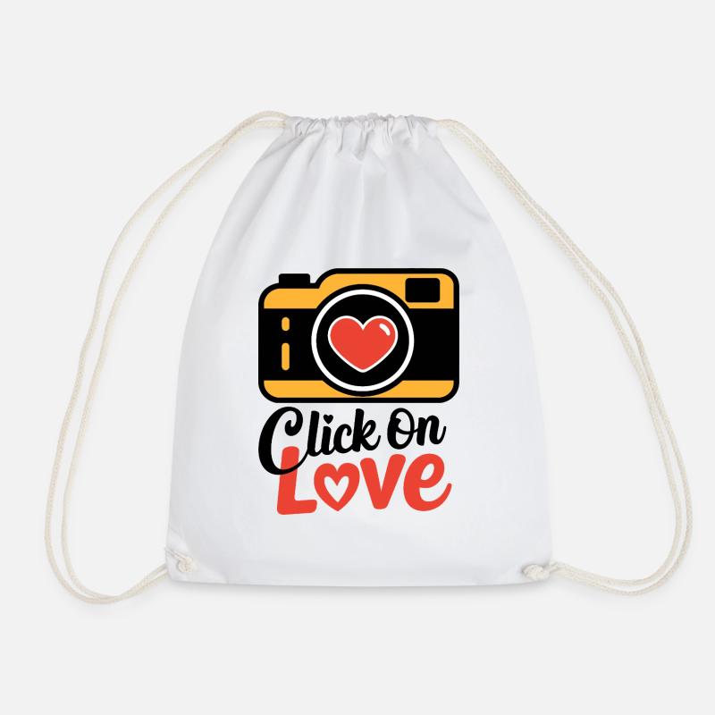 Click On Love - Drawstring Bag - white