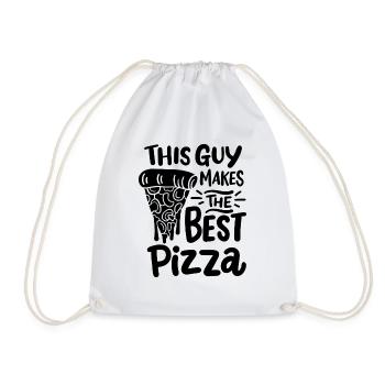 This guy makes the best pizza - Drawstring Bag - white - Front