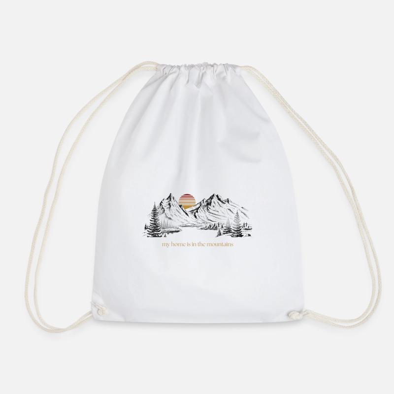 My home is in the mountains - Drawstring Bag - white