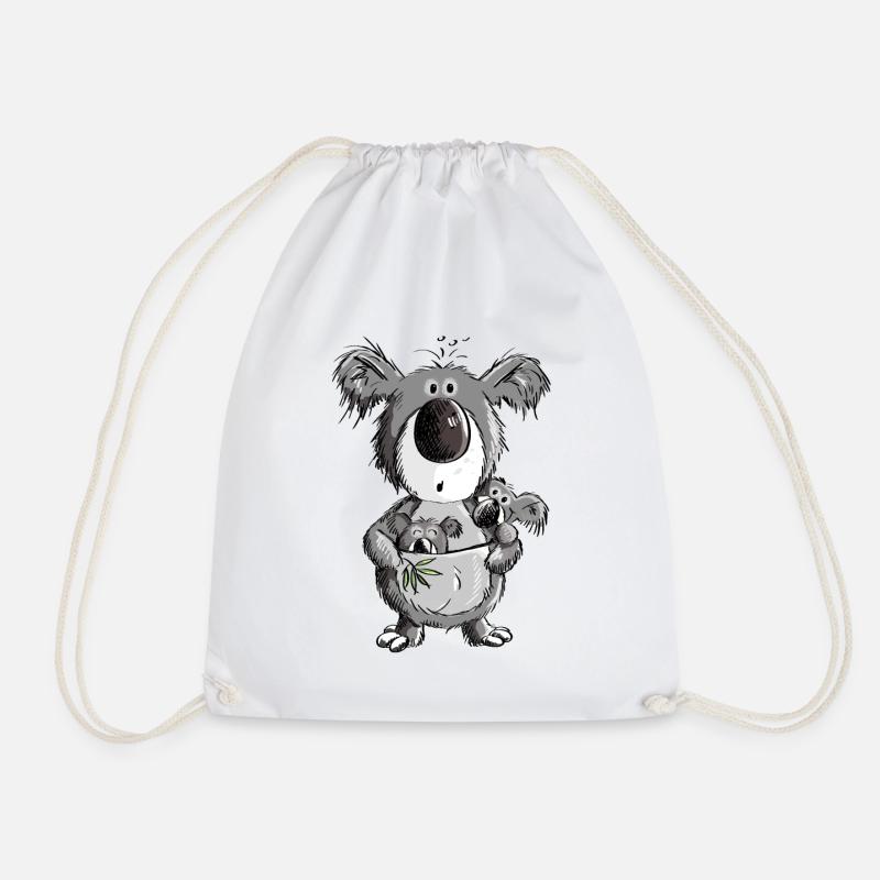 Sweet koala bear with children cartoon - Drawstring Bag - white