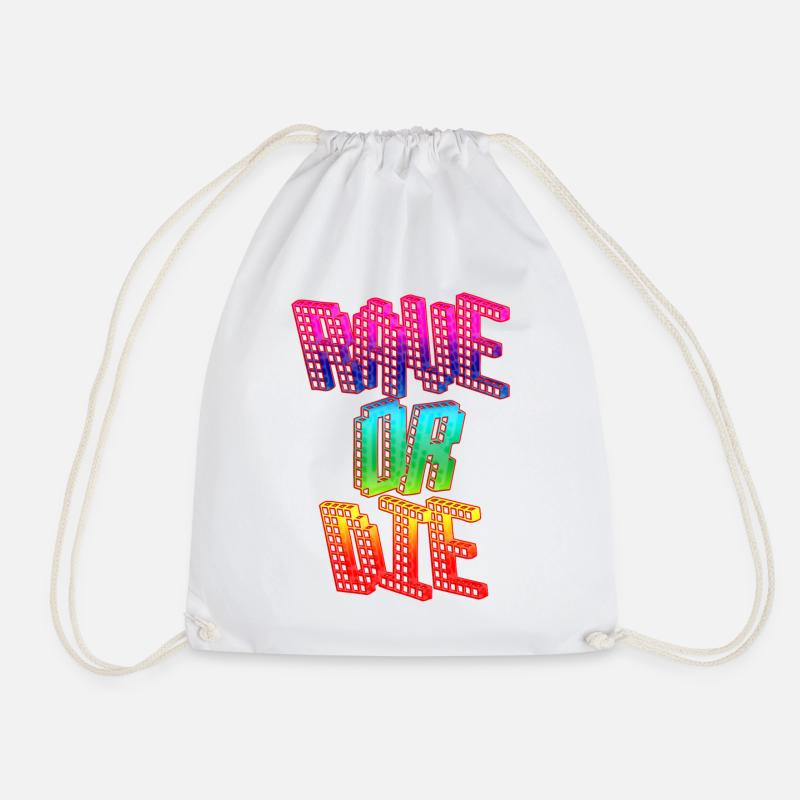 Rave or Die Rainbow Techno Regenbogen Farben - Turnbeutel - Weiß