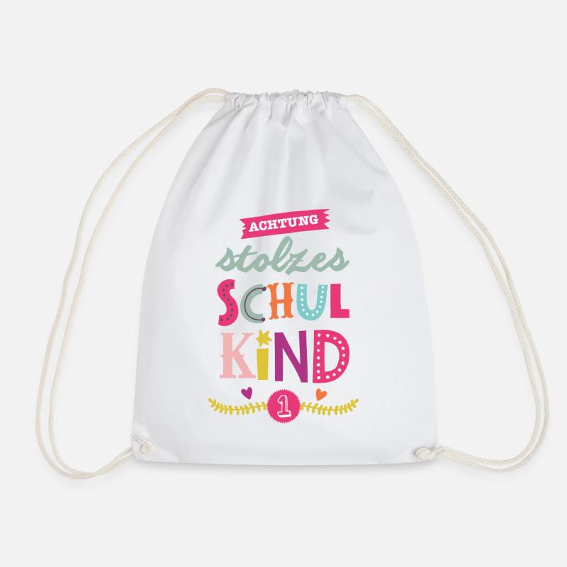Stolzes Schulkind Maedchen - Turnbeutel - Weiß