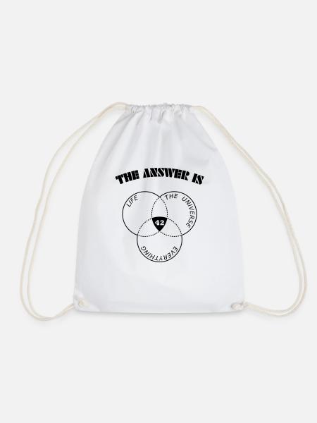 The Answer 42 - Hitchhiker's Guide to the Galaxy - Drawstring Bag - white